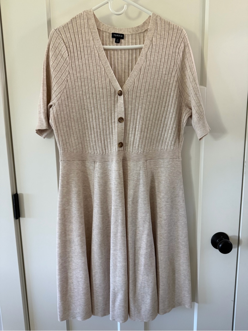Torrid Cream Ribbed Knit Fit-and-Flare Dress Size 2x